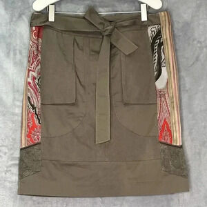 Elie Tahari Devona Skirt Mushroom Women’s‎ Size 8 Belted Side Panels Boho